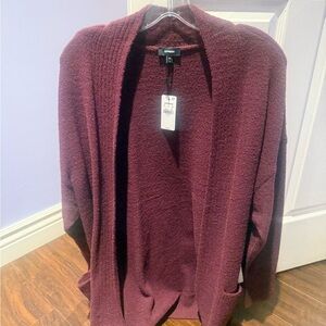 Express Maroon Open Front Cardigan